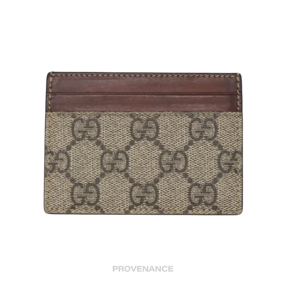 🔴 Gucci GG Supreme Card Holder Wallet - Brown